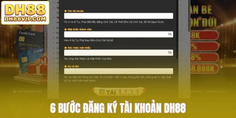 6 bước đăng ký tài khoản DH88